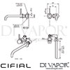 Cifial 32405MI U Mini Round 2 Hole Wall Basin Mixer Tap Left Side Valve without Plate Dimensions